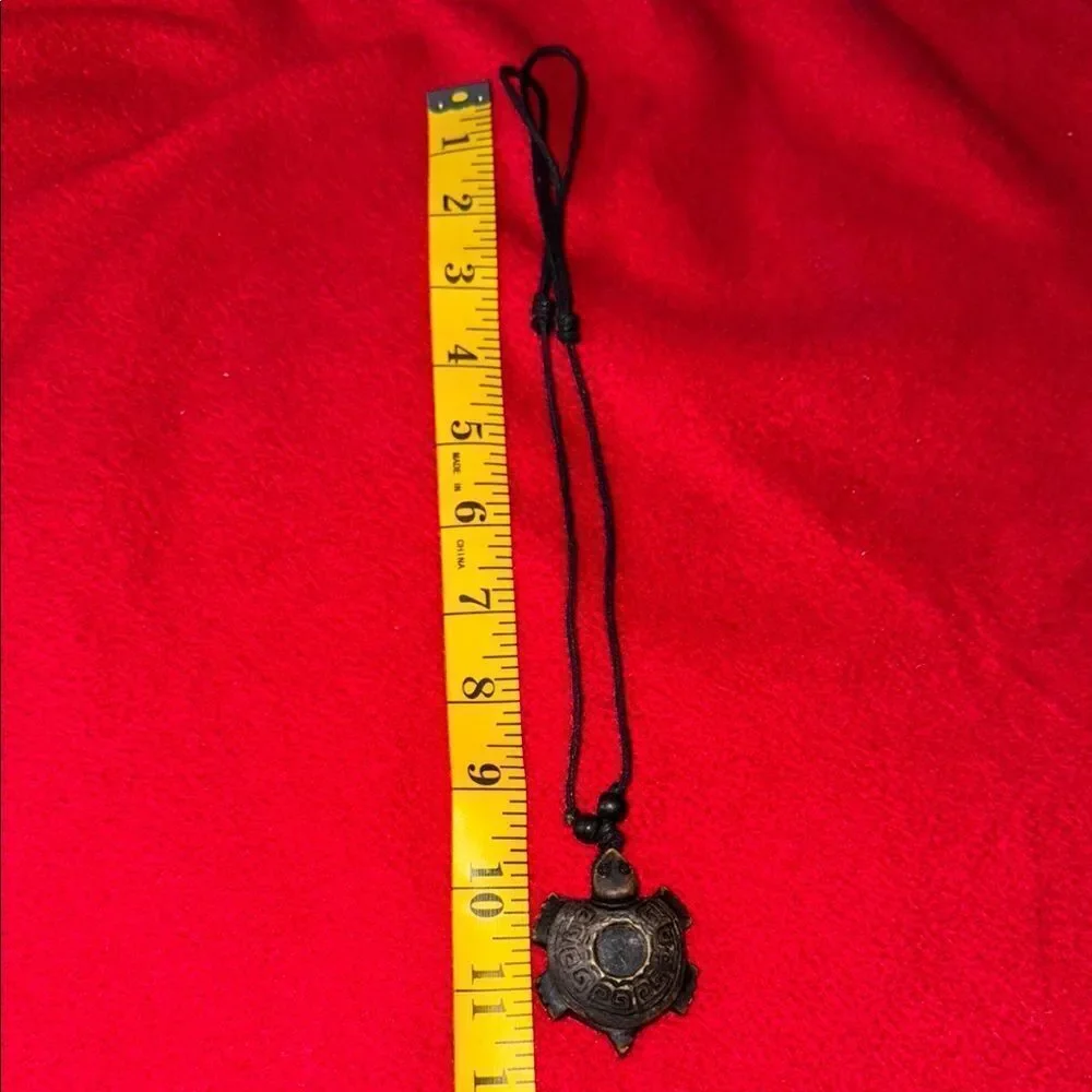 Turtle Pendant Necklace with Black Cord